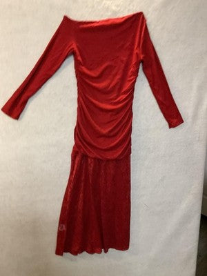 ZESICA Dress Womens Medium Red One Shoulder Lace Maxi Ruched Bodycon New