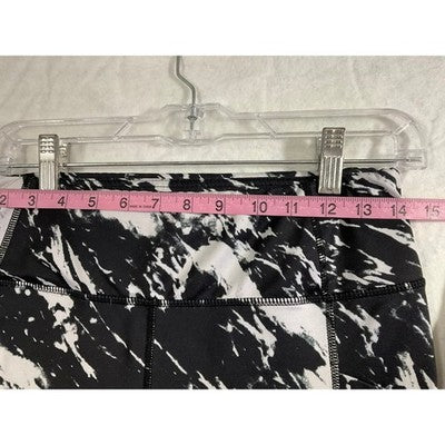 Pro Player Leggings Womens Med Black White Marble Splash Wicking Athletic Pants