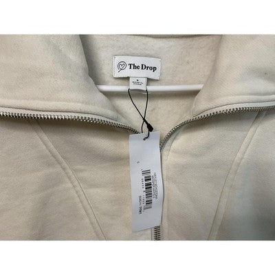 The Drop Sweatshirt Womens Small White Halen Half Zip Pullover Collared Fleece