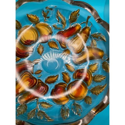 Vintage Goofus Glass Bowl - Pear Shape Pattern, 10" Wide - Heavyweight Beauty