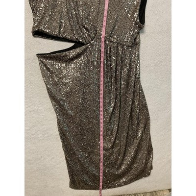 The Drop Dress Womens 3X Silver Sequin Cutout Side Ruched Party Cocktail Midi