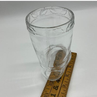 Glass Boot Mug Clear Holly Leaf Embossed Cowboy Christmas Decor