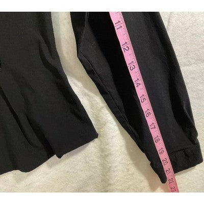 Iris Button Down Shirt Womens Small Black Long Sleeve Darted Tailored Top