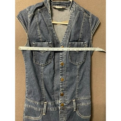 Vintage Andrea Jeans Sleeveless Blue Denim Jumpsuit Small Y2K, 90's