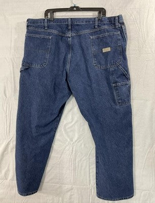 Wrangler Carpenter Jeans Mens 44x30 Blue Relaxed Straight Denim Utility Workwear