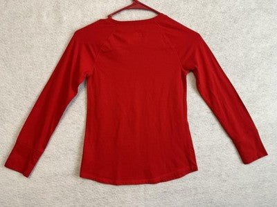 Justice Shirt Girls 10 Red Long Sleeve Crew Neck Solid Basic Stretch Top