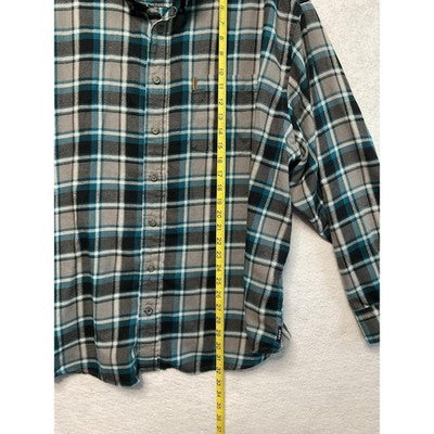 IZOD Shirt Mens 3XL Blue Gray Black Plaid Long Sleeve Flannel Button Up Casual