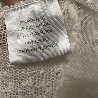 Ethyl Sweater Tunic Womens Large White Sheer Knit Lace Hem Ruffle Boho Top Sheer