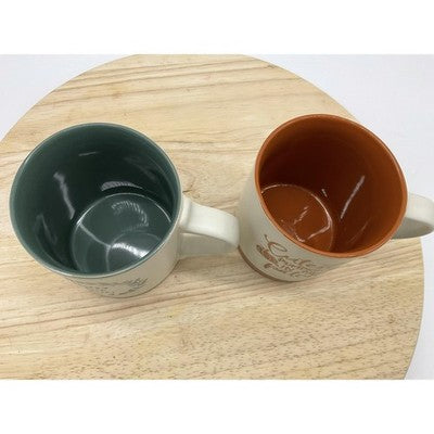 Fall Stoneware Coffee Mugs Set of 2 Happy Fall Y'all Pumpkin Patch Ceramic Fall