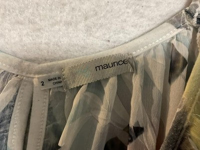 Maurices Blouse Women 2X Multicolor Floral Tropical Sheer Scoop Neck Top Chiffon