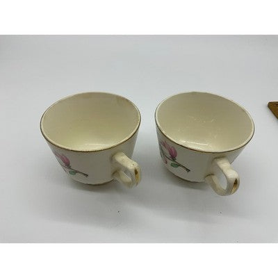 VTG Homer Laughlin Floral Porcelain Tea Set Cups Saucers Bowl Trinket Dish