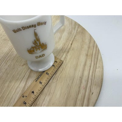Vintage Walt Disney World Dad Milk Glass Mug White Gold Castle Cinderella