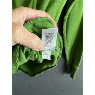 Banana Republic Green Pullover XS Ribbed V Neck Long Sleeve Y2K Pockets