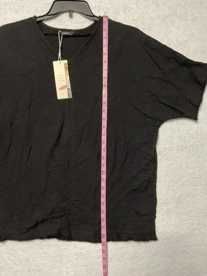 DOKOTOO Shirt Womens Medium Black V Neck Short Sleeve Dolman Relaxed Casual Top