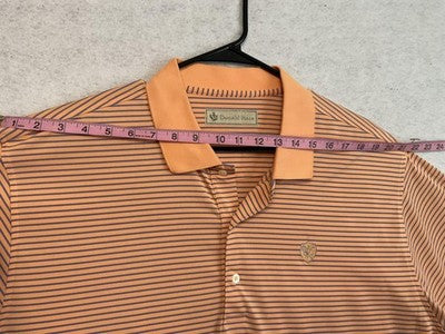 Donald Ross Polo Shirt Mens 2XL Orange Striped Golf Performance Short Sleeve