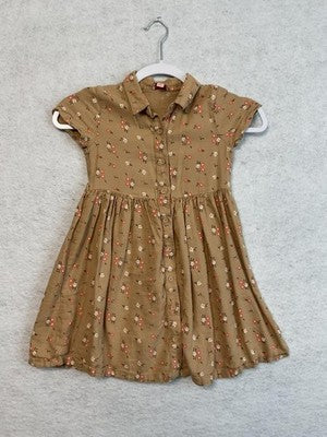 Lucky Penny Shirt Dress Girls 6X Brown Floral Button Front Collared Casual Cute