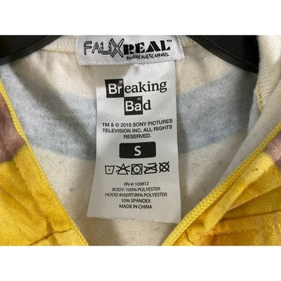 Faux Real Breaking Bad Hoodie Mens Small Yellow Hazmat Suit Cosplay Zip Up