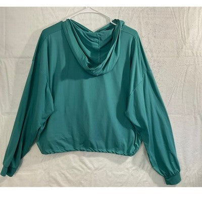 UK2LA Beach Vibes Hoodie Womens Large Teal Graphic Drawstring Hem Sweatshirt