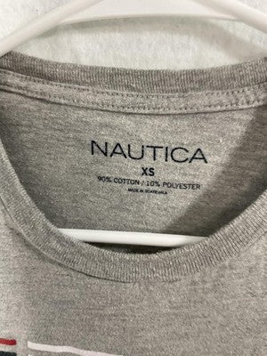Nautica Shirt Mens XS Gray Sailing Flags Graphic Tee Tagless Nautical Patriotic