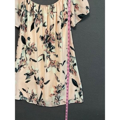 Charlotte Russe M Floral Off Shoulder Mini Dress Lined Ruffle Boho Vintage