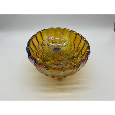 Indiana Glass Harvest Grape Bowl Unisex Large Marigold Iridescent Carnival Glass