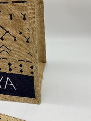 Surya Jute Tote Bag Tan Navy Reusable Shopping Grocery Handbag Rope Handles
