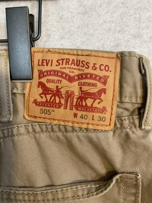Levi's 505 Jeans Mens 40x30 Beige Khaki Straight Leg Regular Fit Denim 5-Pocket