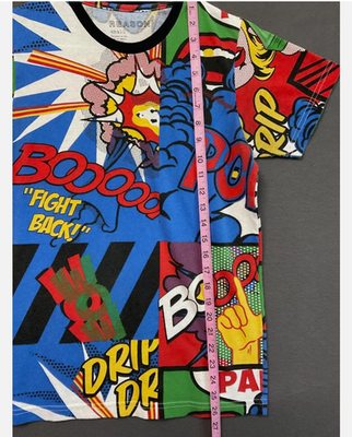 Reason Shirt Mens Small Multicolor Comic Book Pop Art Allover Graphic Tee