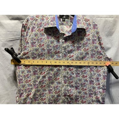 XMI Men's Large Button-Up Shirt, Colorful Long Sleeve, 100% Cotton