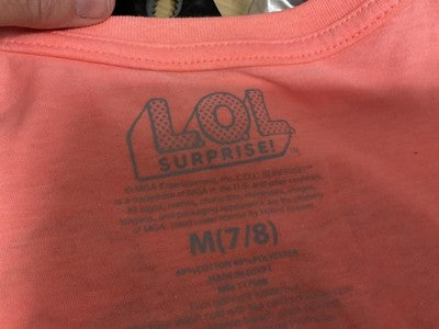 L.O.L. Surprise! Shirt Girls 7/8 Pink Crew Neck LOL Dolls Graphic Tee Top