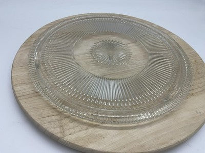 Vintage Clear Pressed Glass Round Cake Plate Replacement Striped Contemporary