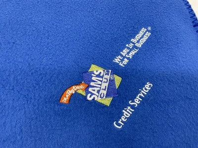 Sam's Club Fleece Throw Blanket 59x49 Blue Embroidered Credit Services Promo