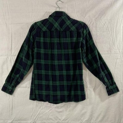 Red Camel Shirt Juniors Small Blue Green Plaid Flannel Long Sleeve Button Up