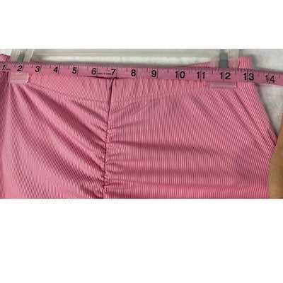 Stacked Leggings Womens L Pink Ribbed Ruched High Waist Streetwear