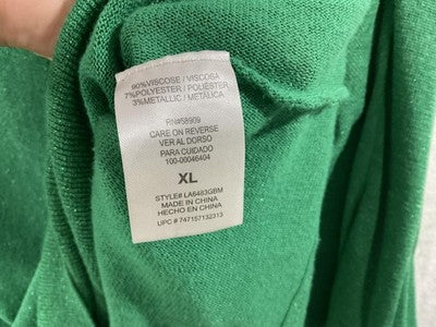 Gibson Latimer Sweater Tunic Womens XL Green Asymmetrical Dolman Knit Metallic