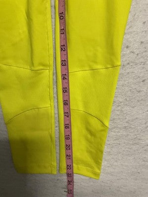 Adidas Leggings Womens XS Acid Yellow 7/8 Tight High Rise Ribbed Training GT6256