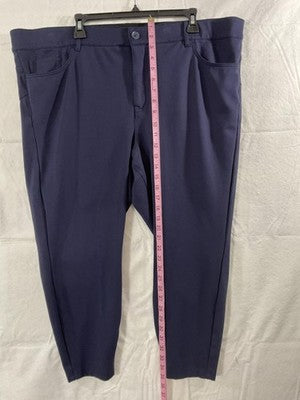 Torrid Pants Womens 24R Blue Ponte Cropped Dress Stretch Zip Pockets Workwear