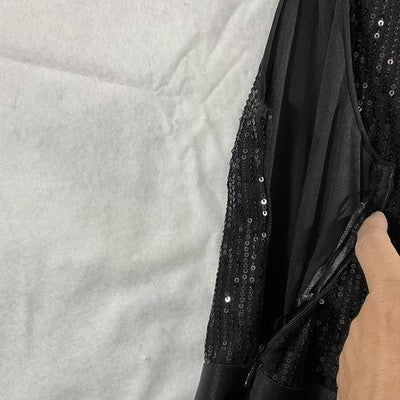 Berylove Dress Womens 2XL Black One Shoulder Sequin Tulle Fit Flare Party NWT