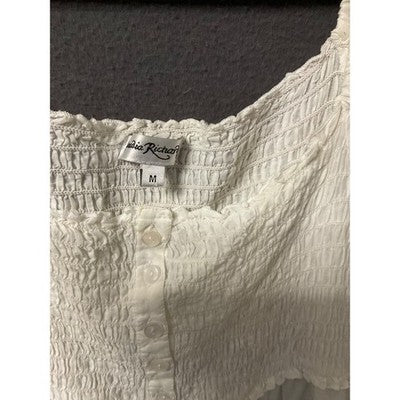 Claudia Richard VTG Ivory Embroidered Dress Women's M Boho Peasant Smocked