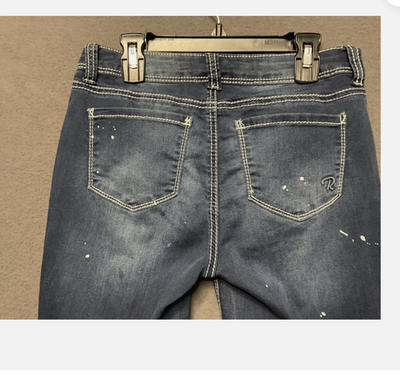 Revolution & Revolt Jeans Womens 3/4 Skinny Distressed Paint Splatter Juniors