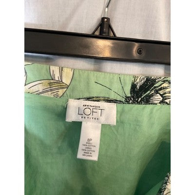 Ann Taylor LOFT 8P Petite Cotton Skirt, Butterfly Floral, Lined, Cute Spring