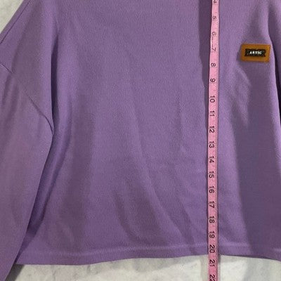 Shein Sweatshirt Women Large Purple Cropped Mock Neck Relaxed Streetwear