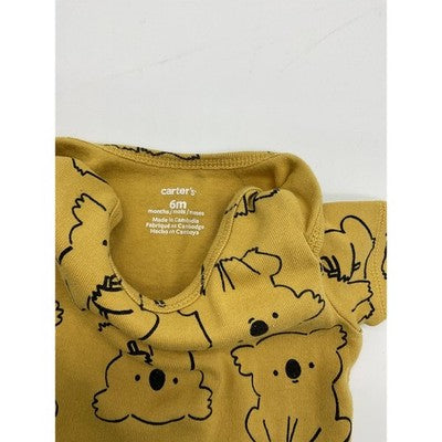 Carter's Bodysuit Pants Set 6M Yellow Koala Print Gray Fleece Outfit Baby