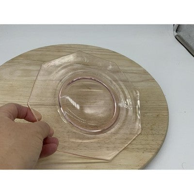 Pink Glass Salad Plate Octagon Geometric Small Vintage Retro Tableware Kitchen