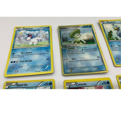 Pokemon Water Type Card Lot 7pc Squirtle Lombre Reverse Holo Blue TCG Bundle