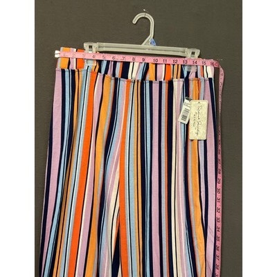 French Laundry Women’s M Colorful Striped Pants Liquid Knit Pull On NWT