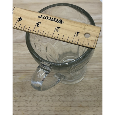 Vintage Clear Glass Coca Cola Mug 5.5" Embossed Thick Handle Tall Drinking