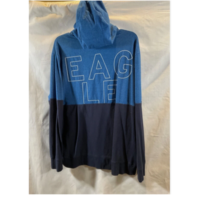 American Eagle Outfitters Hoodie Mens XL Blue Colorblock Graphic Sweatshirt
