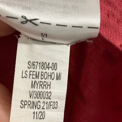 Old Navy Boho Tunic Dress Women Large Red Clip Dot Pintuck Long Sleeve Mini