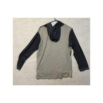 Overdrive Hoodie Mens Extra Large Gray Black Paisley Stripe Lightweight Pullover